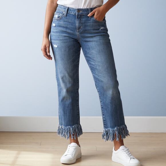 Joe's Jeans Denim - Joe's Jeans Ex-Lover Boyfriend Cropped Distressed Fringe Hem Denim Jeans Size 26